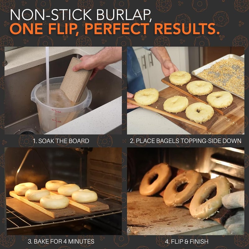 TRAITOOLS Bagel Baking Boards (3 Pack) | 15.7 x 3.5 x 0.8 Inch Burlap Covered Cedar Boards | Authentic Food Grade Cedar Baking Tray | Perfect Flip Boards for New York Style Bagels - Image 2